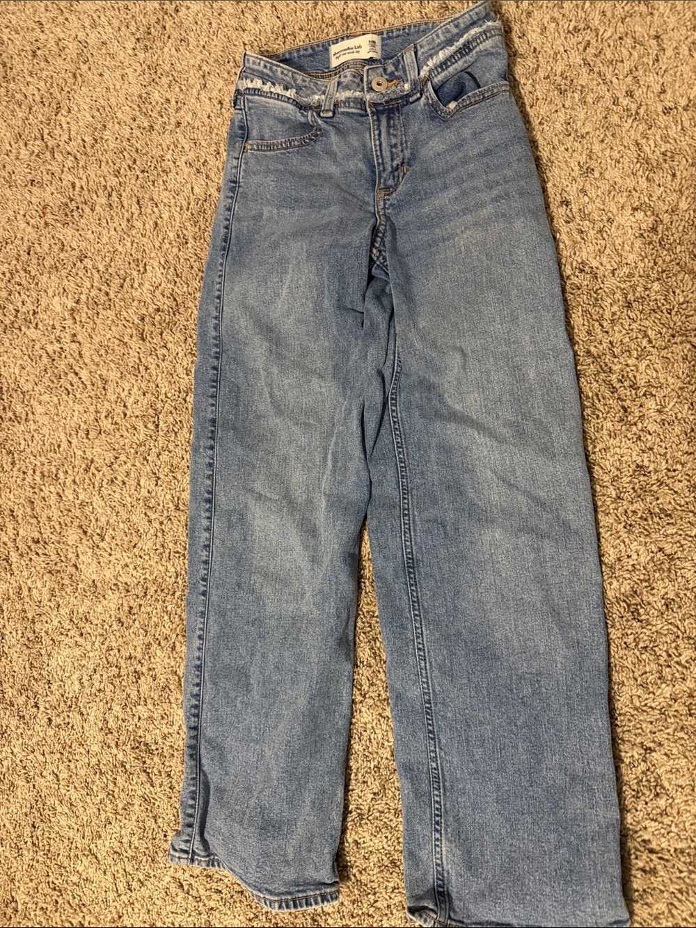 abercrombie kids light wash high-rise wide leg jeans